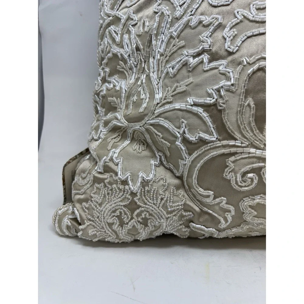 Glass Beaded Pillow‎ By Elizabeth Phillips Handmade Rare New With Tags 22x22